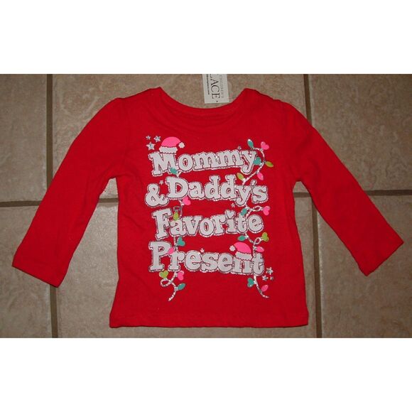 NEW Girls Sz 6-9 Months Christmas Holiday 2 Pc Shirt Lot GERBER CHILDRENS PLACE - Picture 2 of 3